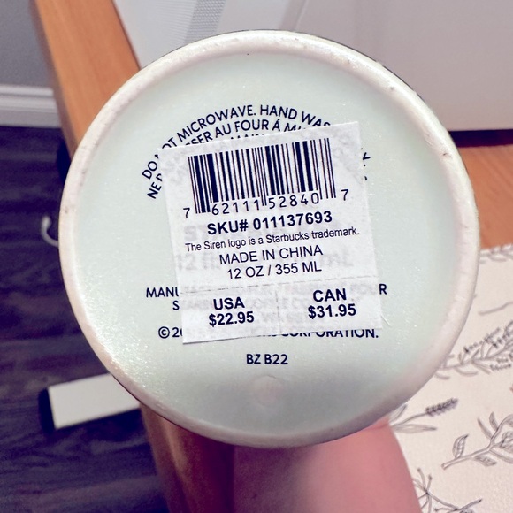 BNWT Starbucks 2022 Teal Blue Green Gold Metallic Siren Mermaid Ceramic Tumbler - Picture 3 of 3